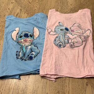 Disney Women's Size Large Stitch & Angel Cropped‎ Graphic T-Shirts Bundle Lot